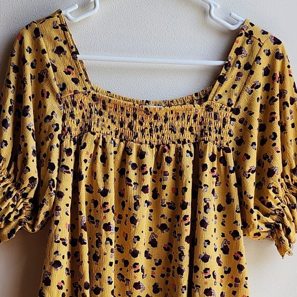 MELLODAY Gold/Black Peasant Blouse Size Small - Picture 6 of 16